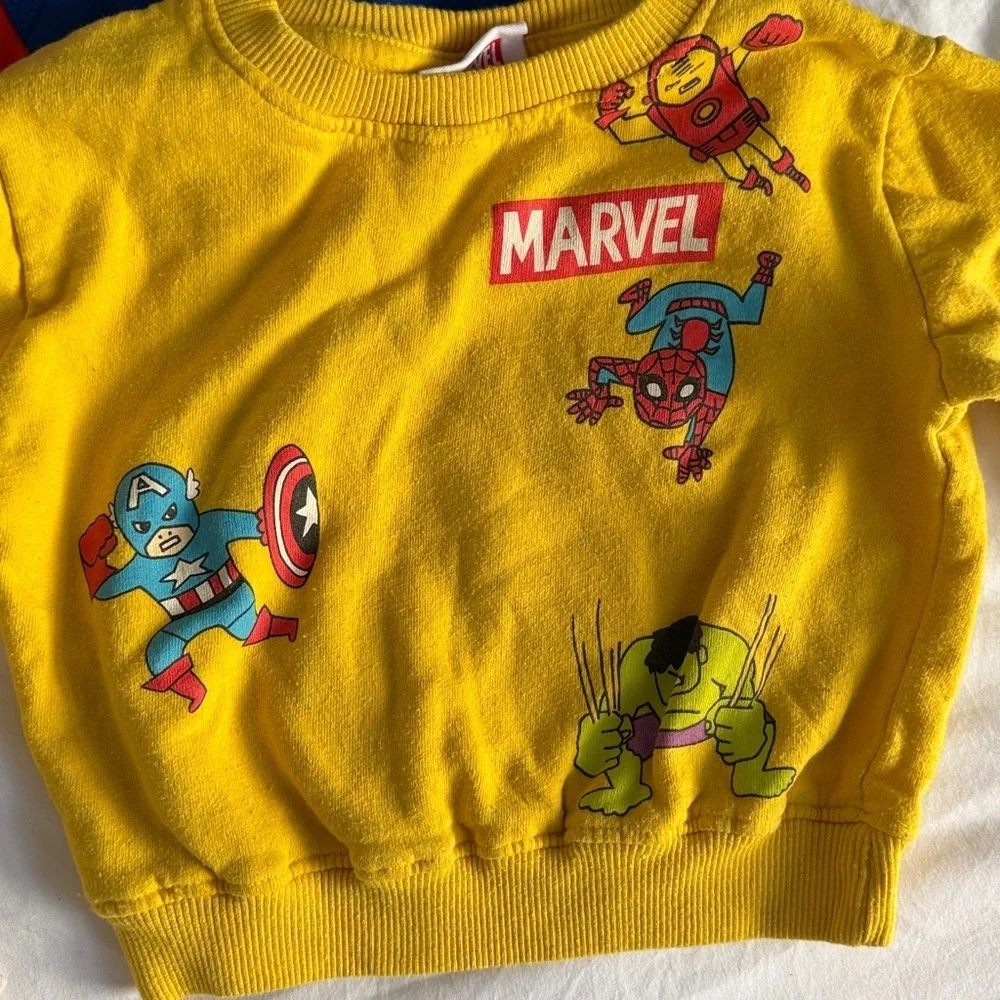 Marvel Kids Yellow and Blue Superhero Sweatshirts